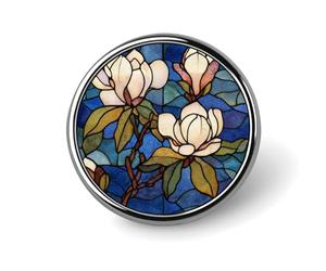 Southern Magnolia Tree Stained Glass Spilla rotonda per uomo donna moda distintivo collare spilla abito giacca zaino accessori