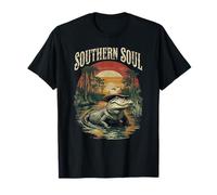 Southern Soul - Vintage Gator Bayou Sunset Art Maglietta