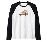 Southern Thanksgiving Station Wagon Turkey Retro Funny Tee Maglia con Maniche Raglan