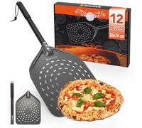 SOUTHGATE 12 Pollici Pala per Pizza Forata, Palino per Pizza in Alluminio Anodizzato Duro, Manico in Silicone Rimovibile, Raschietto per Pizza Forata per Pizzas, Pane per Forno, 30 x 35 cm