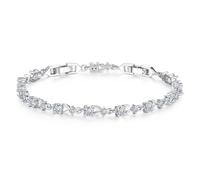 SOUTHPLUS Bracciale Tennis Donna, 5A Zirconi per Donne Ragazze, Argento/Oro rosa,Bracciali di Cristallo Regalo per la Festa della Mamma Compleanno San Valentino (Argento)