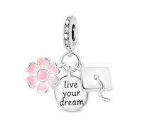 SOUTHPLUS Ciondolo Charms Sterling Silver 925 Laurea Serie Api Cani Gatti per braccialetti da donna europei compleanni e Festa della Mamma Periodo Diplomi (Conclusione Positiva)
