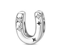 SOUTHPLUS Ciondolo con Lettera Dell'alfabeto in Argento Sterling 925 Charm Bead con A-M-S-L Pendente con Zirconia 5A Bead Charm da Donna, con Braccialetti e Collana Europea (U)