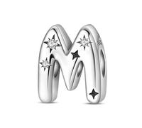 SOUTHPLUS Ciondolo con Lettera Dell'alfabeto in Argento Sterling 925 Charm Bead con A-M-S-L Pendente con Zirconia 5A Bead Charm da Donna, con Braccialetti e Collana Europea (M)