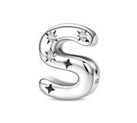 SOUTHPLUS Ciondolo con Lettera Dell'alfabeto in Argento Sterling 925 Charm Bead con A-M-S-L Pendente con Zirconia 5A Bead Charm da Donna, con Braccialetti e Collana Europea (S)