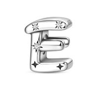 SOUTHPLUS Ciondolo con Lettera Dell'alfabeto in Argento Sterling 925 Charm Bead con A-M-S-L Pendente con Zirconia 5A Bead Charm da Donna, con Braccialetti e Collana Europea (E)