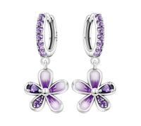 SOUTHPLUS Orecchini Donna Argento 925,Oro Orecchini,Cerchio Ago Argento 925 Geometrici,Ipoallergenici, Stelle Luna Fringe Orecchini Cerchio, San Valentino,Regalo per lei (Fiori di Lila)