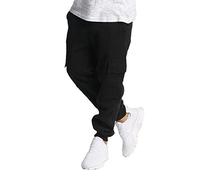 Southpole Active Basic Pantaloni in Pile Jogger Tuta, Nero (Cargo), L Uomo