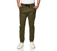 Southpole Pantaloni da jogging da uomo, in twill elasticizzato, taglie grandi e alte, Oliva, M