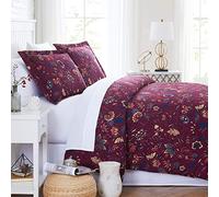 Southshore Fine Living, Inc. Blooming Blossom Collection - Premium Quality, Soft, Wrinkle, Fade, & Stain Resistant, Easy Care, Oversized Duvet Cover Set, King/California King, Red