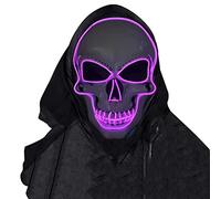 SOUTHSKY LED Mask Skull Face Maschera luminosa Night Mask Neon Light EL Light Up per Halloween Cosplay Party Costume (Purple Neon)