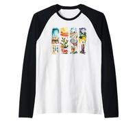 Southwest Desert Road Trip Acquerello Art Maglia con Maniche Raglan