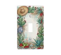 Southwestern Cactus e Sombrero Art Toggle Switch Plate | Sombrero, Peperoncino, Talavera Pottery, Southwestern Decor, Desert Flora