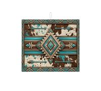 Southwestern Tappetino scolapiatti per bancone della cucina, tappetino assorbente turchese e marrone, tappetino scolapiatti rustico con punta di freccia e tappetino in microfibra diamantato, 40,6 x