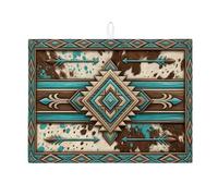 Southwestern Tappetino scolapiatti per bancone della cucina, tappetino assorbente turchese e marrone, tappetino scolapiatti rustico con punta di freccia e tappetino in microfibra diamantato 45,7 x 61