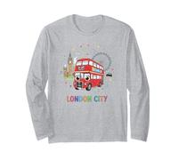Souvenir a Tema per Bambini con Illustrazione di Autobus di Londra City Maglia a Manica