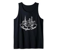 Souvenir artistico a forma di cuore firmato Skyline di Shanghai, Cina Canotta