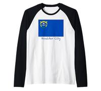 Souvenir Bandiera USA Boulder City Nevada Maglia con Maniche Raglan