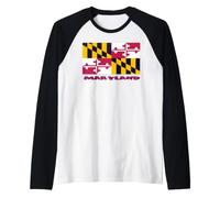 Souvenir Bandiera USA Maryland Maglia con Maniche Raglan