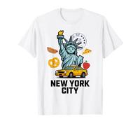 Souvenir Cibo Taxi Statua della libertà Icone di New York City Maglietta