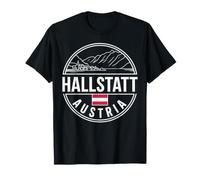 Souvenir da Viaggio con Emblema Circolare di Hallstatt Austria Maglietta