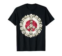 Souvenir da Viaggio con Simbolo della Pace Floreale con Bandiera del Giappone Maglietta