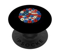 Souvenir da viaggio con simbolo della pace floreale con bandiera della Francia PopSockets PopGrip Adesivo