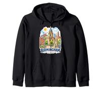 Souvenir da Viaggio in Europa con Skyline di Birmingham, Felpa con Cappuccio