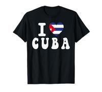Souvenir da Viaggio retrò con Bandiera a Forma di Cuore I Love Cuba Maglietta