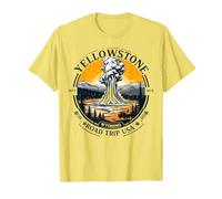 Souvenir degli Stati Uniti del Viaggio su Strada del Parco delle Coordinate Yellowstone del Wyoming Maglietta