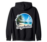 Souvenir del paesaggio delle vacanze estive della spiaggia soleggiata delle Seychelles Felpa con Cappuccio