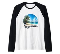 Souvenir del paesaggio delle vacanze estive della spiaggia soleggiata delle Seychelles Maglia con Maniche Raglan