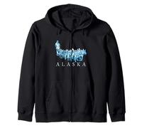 Souvenir dell'Alaska Husky con Slitta per Cani da slittino, Stile Vintage Felpa con Cappuccio