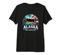 Souvenir dell'alce dell'Alaska Aurora Borealis di Protezione del Porto Maglietta Premium