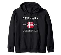 Souvenir di Copenaghen Storia Danese Bandiera Moderna Danimarca Felpa con Cappuccio