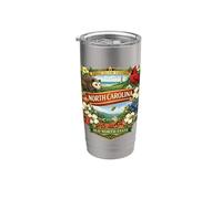 Souvenir di design grafico con simboli dello stato della Carolina del Nord Bicchiere termico in acciaio inox doppia parete