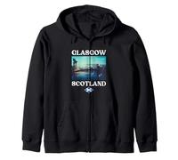 Souvenir di Glasgow, Skyline della Città, Bandiera della Scozia Felpa con Cappuccio