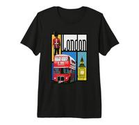 Souvenir di Londra Inghilterra Big Ben, Double Decker, Queens Guard Maglietta Premium