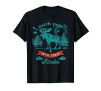 Souvenir di Natale Vintage della Montagna Alce del Polo Nord Alaska Maglietta