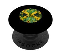 Souvenir di viaggio con bandiera giamaicana simbolo della pace floreale PopSockets PopGrip Adesivo