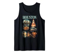 Souvenir di Viaggio con Icone Vintage della Città di Houston Canotta