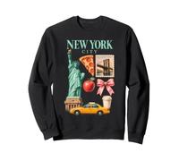 Souvenir di Viaggio con Icone Vintage della Città di New York Felpa