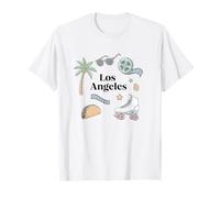 Souvenir di Viaggio con Le Icone di Los Angeles Roller Skate Palm Tree Maglietta