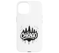 Souvenir di viaggio con lo skyline di Chicago City Graffiti Street Art Custodia per iPhone 15