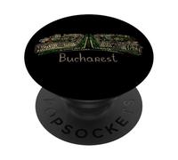 Souvenir di viaggio della Romania della notte di Bucarest Panorama della città regalo PopSockets PopGrip Adesivo