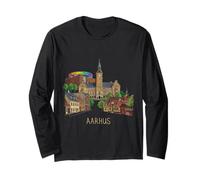 Souvenir di Viaggio di Aarhus Danimarca City Landmark Gift Maglia a Manica