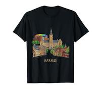 Souvenir di Viaggio di Aarhus Danimarca City Landmark Gift Maglietta