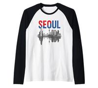 Souvenir di Viaggio di Paesaggio Urbano della Corea del Sud di Seoul Skyline Maglia con Maniche Raglan