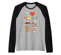 Souvenir di Viaggio per Le Vacanze I Love Tenerife Maglia con Maniche Raglan