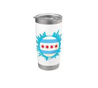 Souvenir di viaggio sulla storia della città con bandiera dello skyline di CHICAGO Bicchiere termico in acciaio inox doppia parete